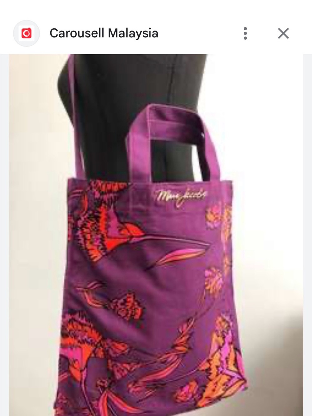 Auth. Marc by Marc Jacobs Floral Purple Coral Crossbody Tote Bag Canvas Y2K